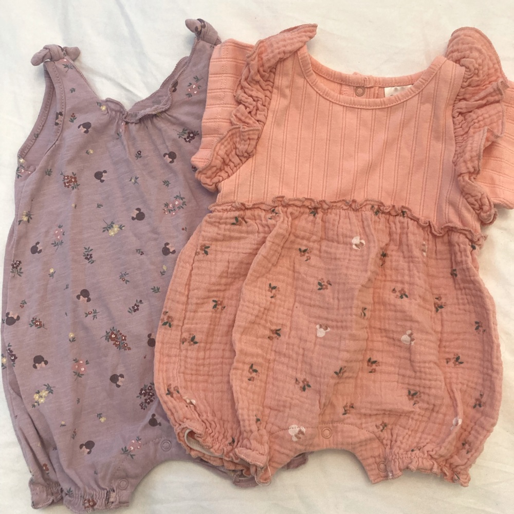 Set of 2. Disney Baby Mickey Mouse baby girl clothes. 3 to 6 months.